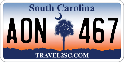 SC license plate AON467