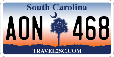 SC license plate AON468