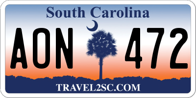 SC license plate AON472