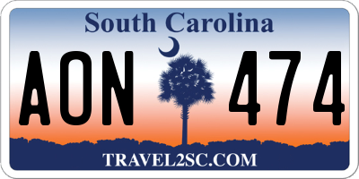 SC license plate AON474
