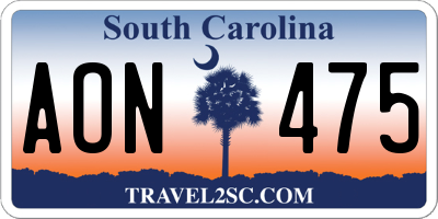 SC license plate AON475