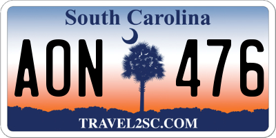 SC license plate AON476