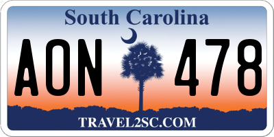 SC license plate AON478