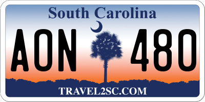 SC license plate AON480