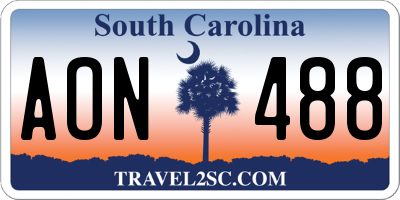 SC license plate AON488