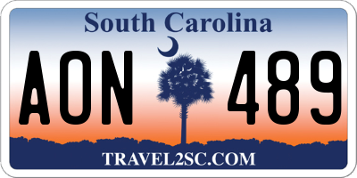 SC license plate AON489