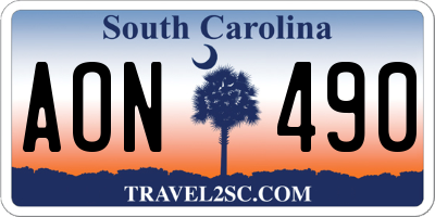 SC license plate AON490