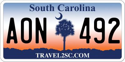 SC license plate AON492