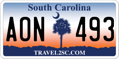 SC license plate AON493