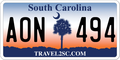 SC license plate AON494