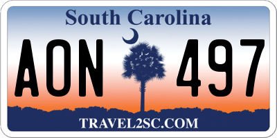 SC license plate AON497