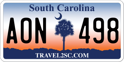 SC license plate AON498