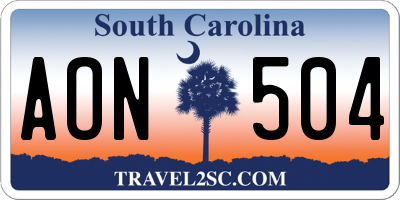 SC license plate AON504