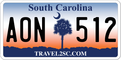 SC license plate AON512