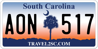 SC license plate AON517