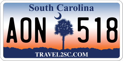 SC license plate AON518