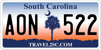 SC license plate AON522