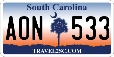 SC license plate AON533