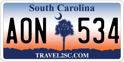 SC license plate AON534