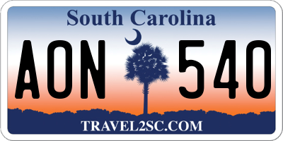 SC license plate AON540