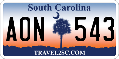 SC license plate AON543