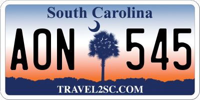 SC license plate AON545