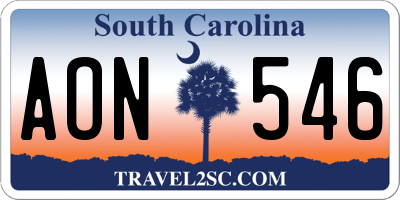 SC license plate AON546