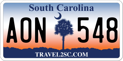 SC license plate AON548