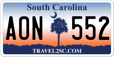 SC license plate AON552