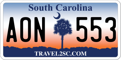 SC license plate AON553