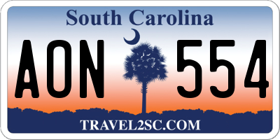 SC license plate AON554