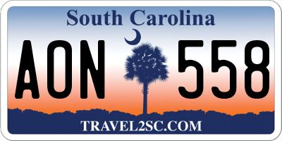 SC license plate AON558