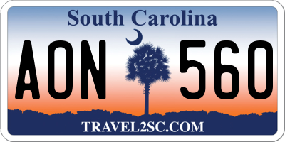 SC license plate AON560