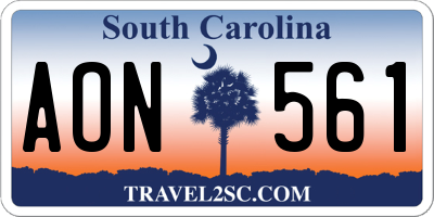SC license plate AON561