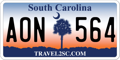 SC license plate AON564