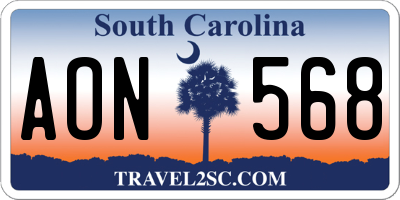 SC license plate AON568