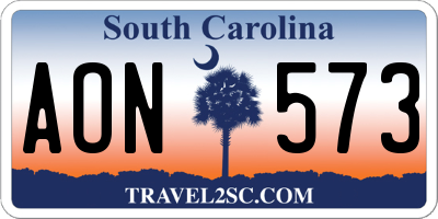 SC license plate AON573