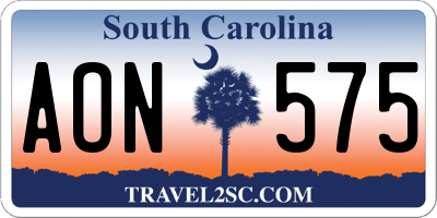 SC license plate AON575