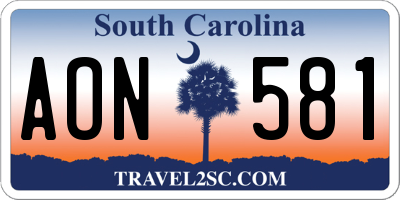SC license plate AON581
