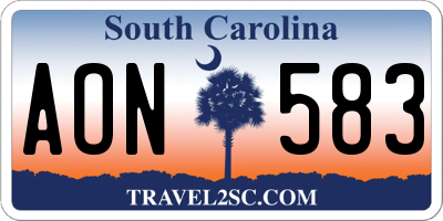 SC license plate AON583