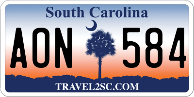 SC license plate AON584