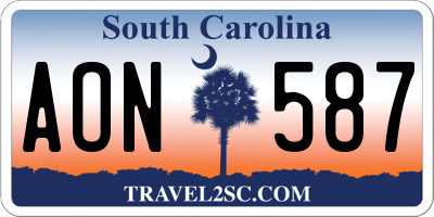 SC license plate AON587