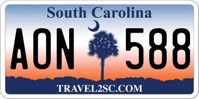 SC license plate AON588