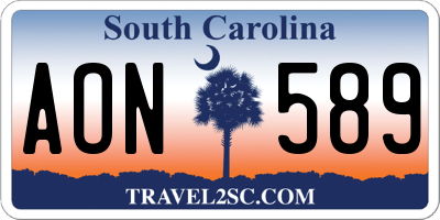 SC license plate AON589