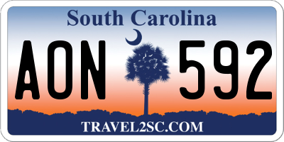 SC license plate AON592