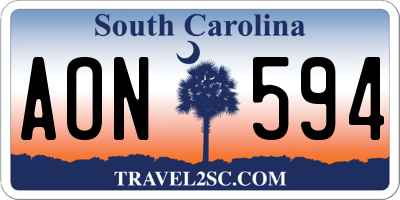 SC license plate AON594
