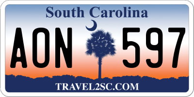 SC license plate AON597