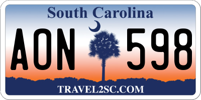 SC license plate AON598