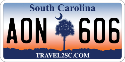 SC license plate AON606
