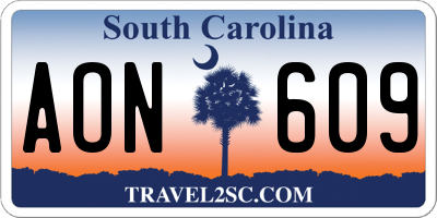 SC license plate AON609